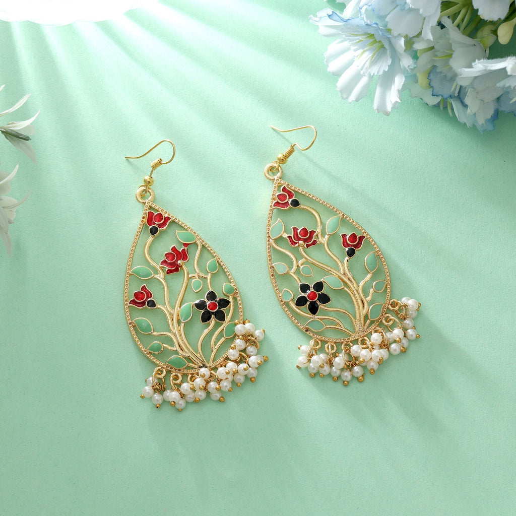 Multi Color Meenakari Earrings Elegant Party Wear