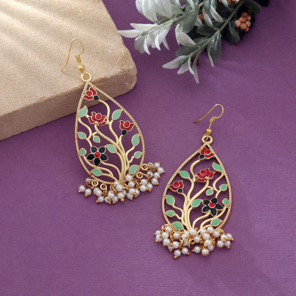 Multi Color Meenakari Earrings Elegant Party Wear