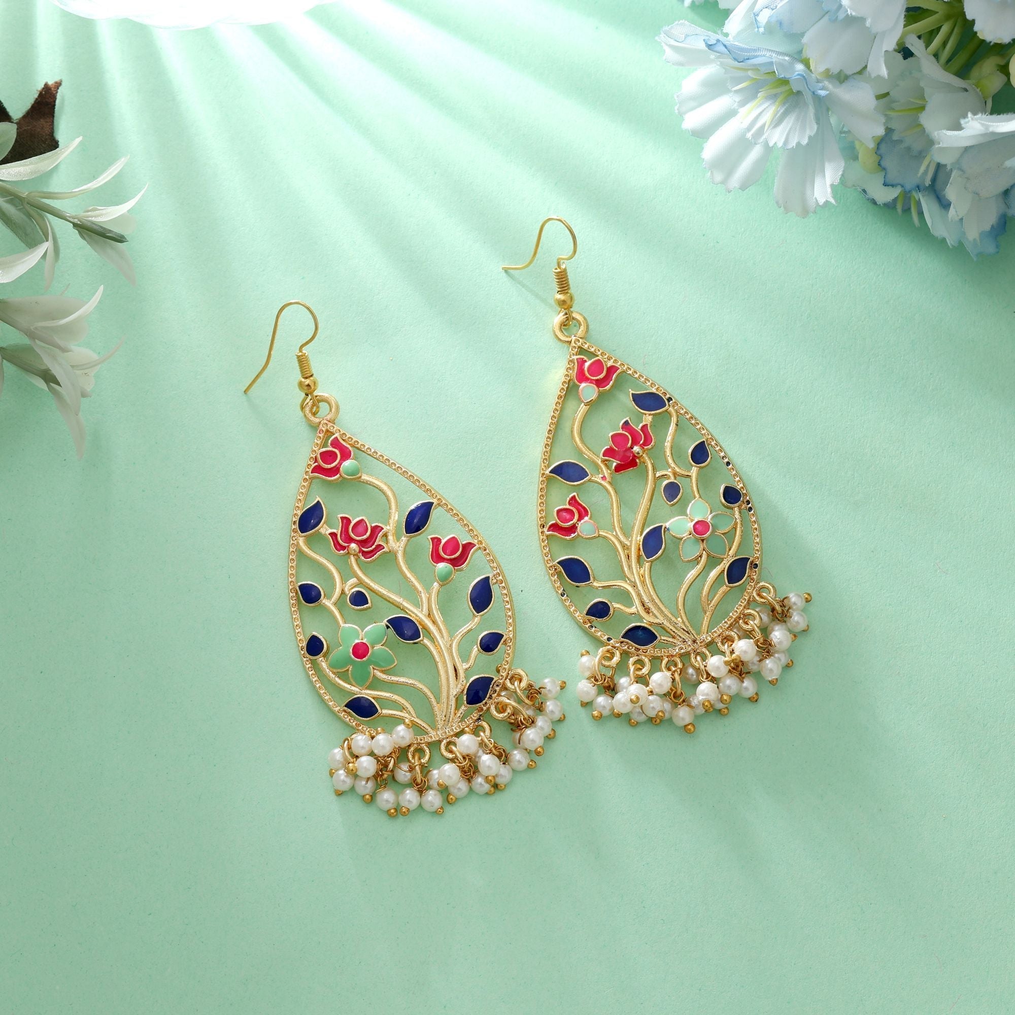 Multi Color Meenakari Earrings Stylish Daily Wear