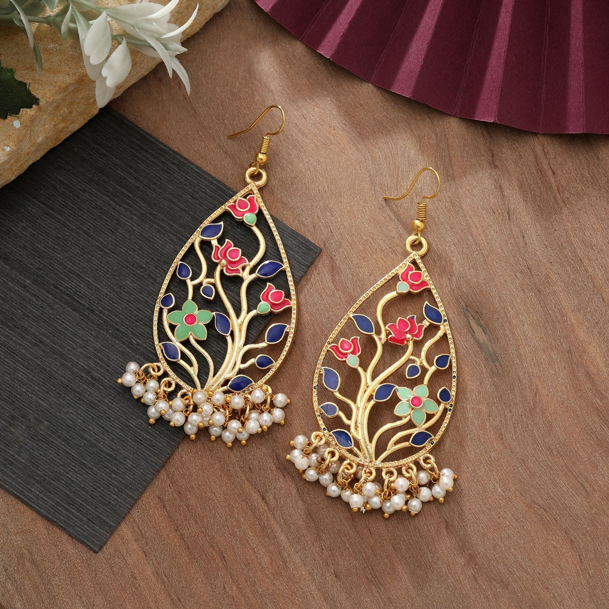Multi Color Meenakari Earrings Stylish Daily Wear