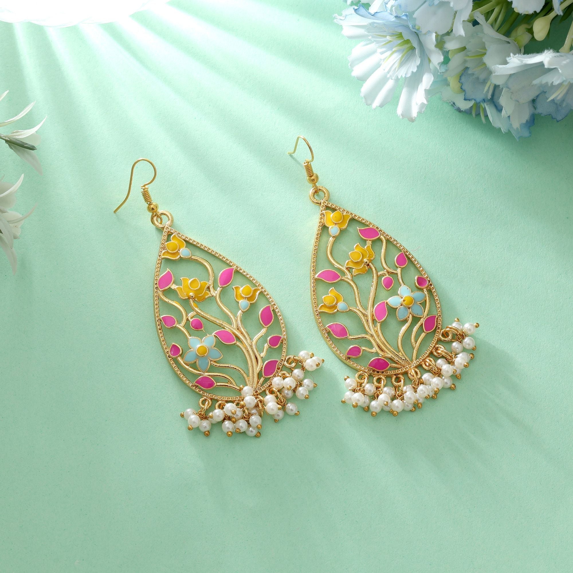 Multi Color Meenakari Earrings Designer Festive Style