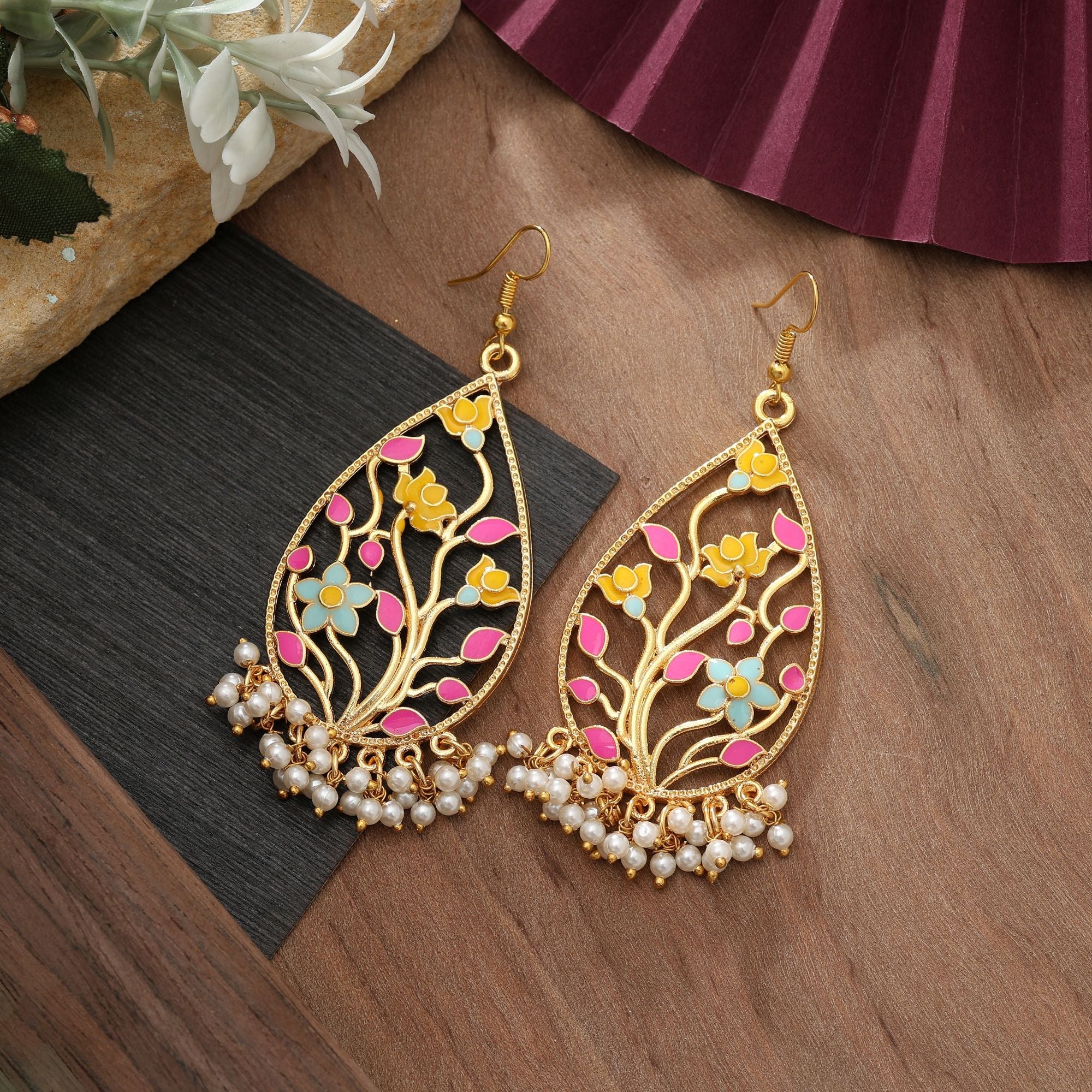 Multi Color Meenakari Earrings Designer Festive Style