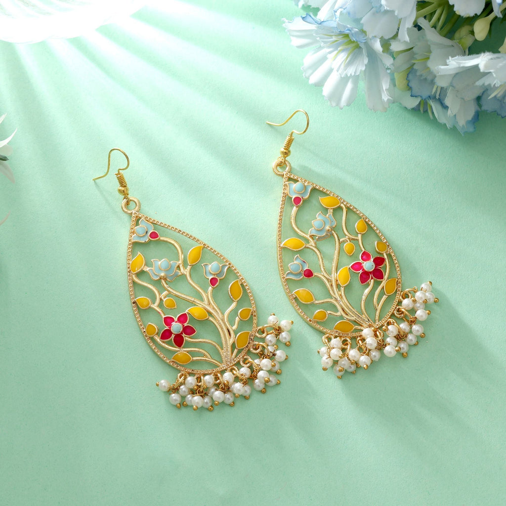 Multi Color Meenakari Earrings Elegant Ethnic Style