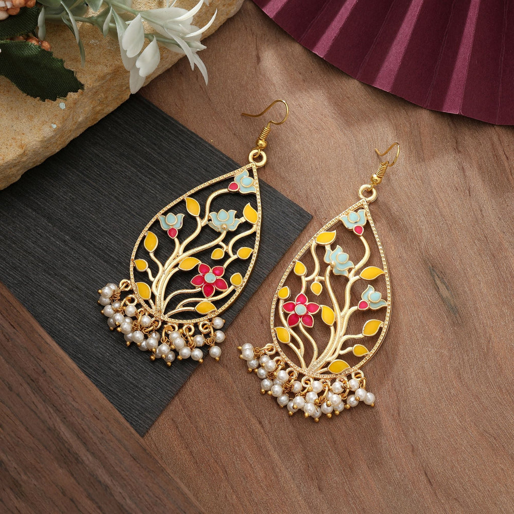 Multi Color Meenakari Earrings Elegant Ethnic Style