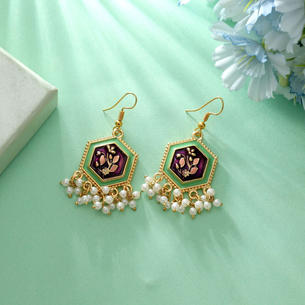 Purple Color Meenakari Earrings Classic Traditional Style