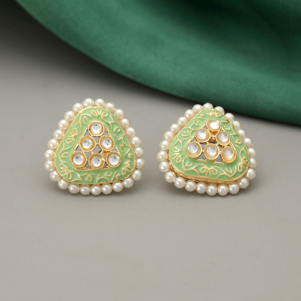 Pista Green Color Meenakari Earrings Ethnic Wear