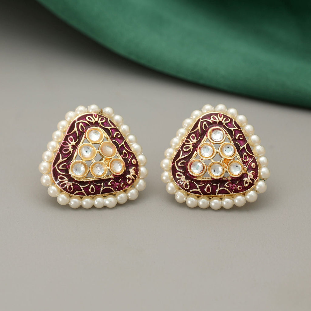Purple Color Meenakari Earrings Designer Festive Style