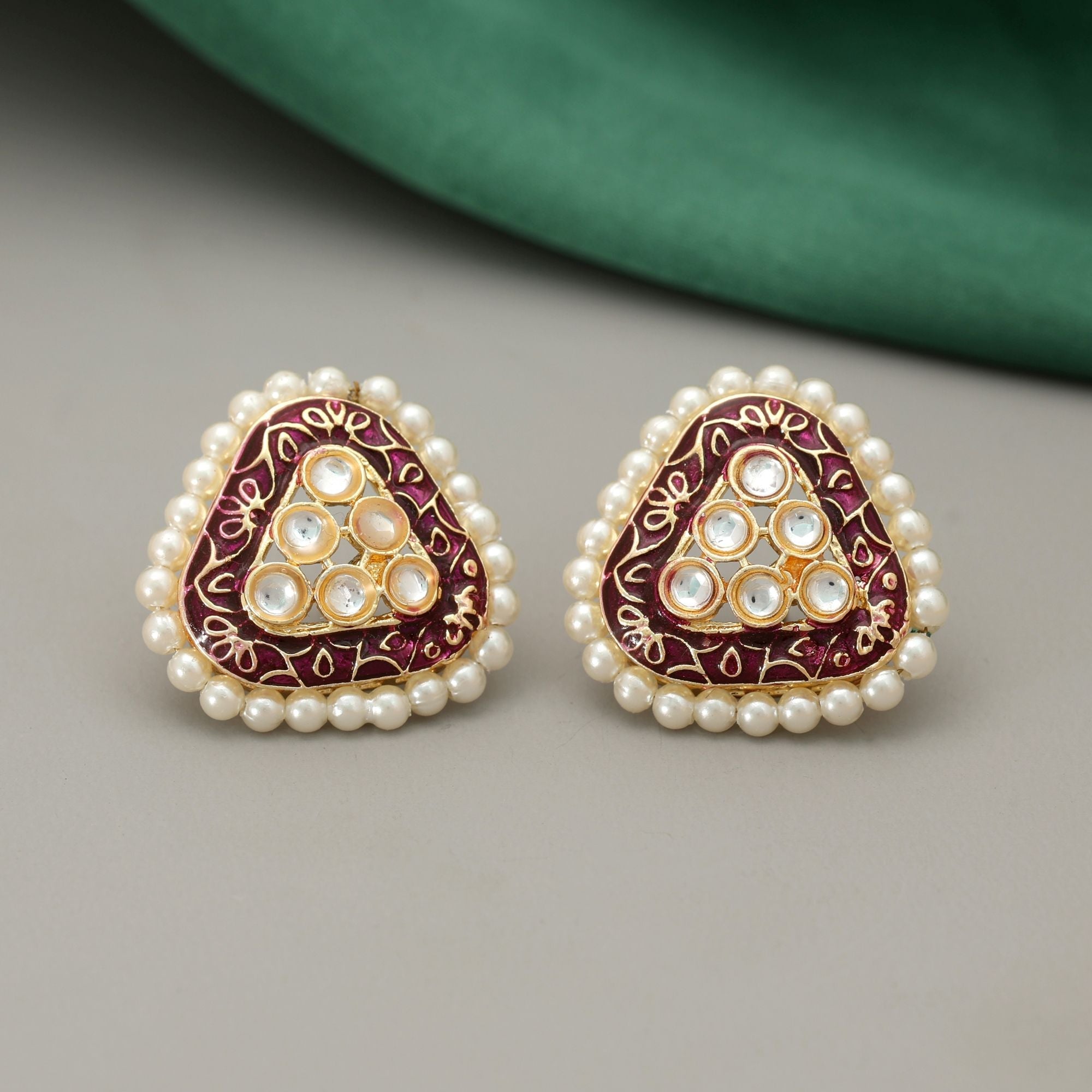 Purple Color Meenakari Earrings Designer Festive Style