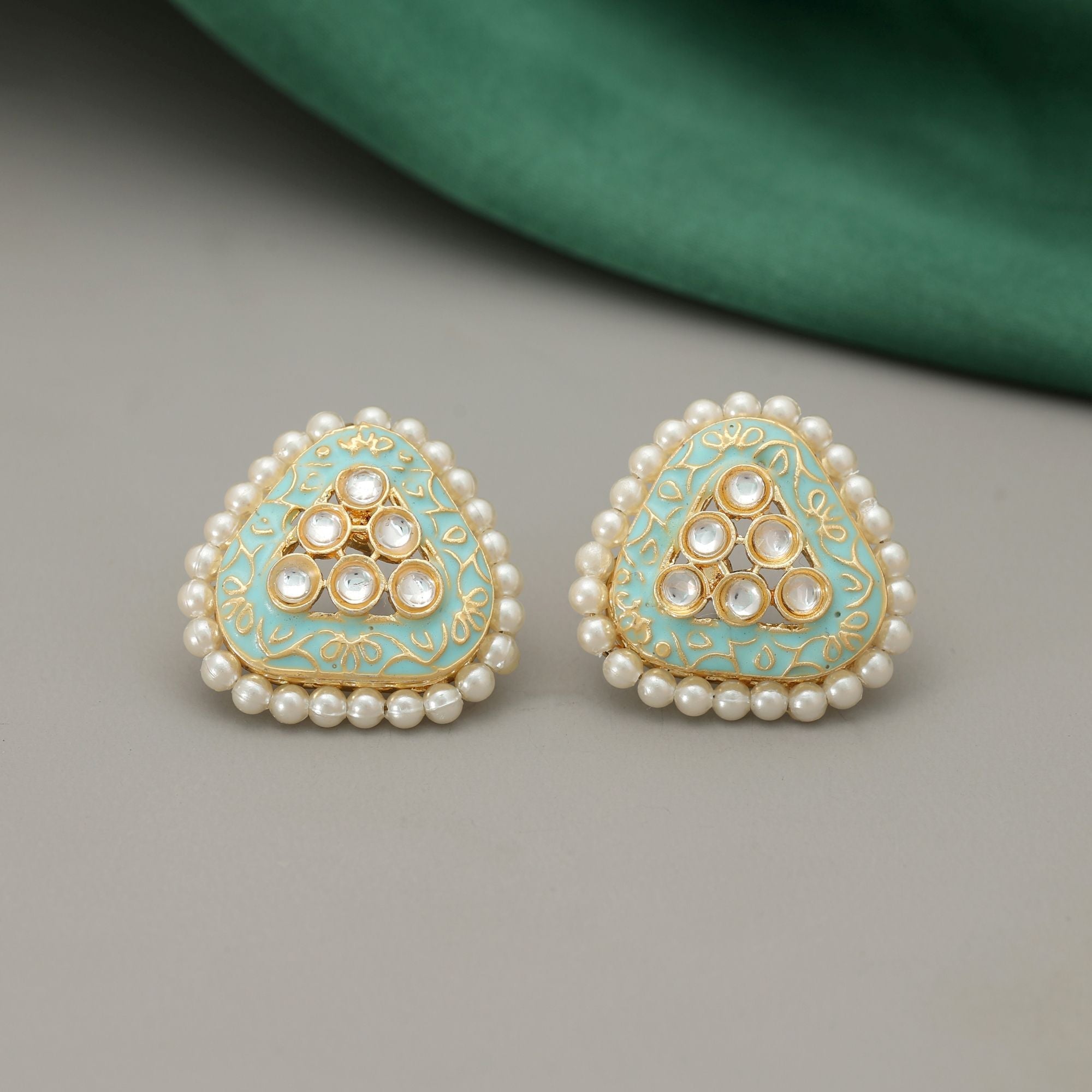 Sky Blue Color Meenakari Earrings Stylish Ethnic Wear