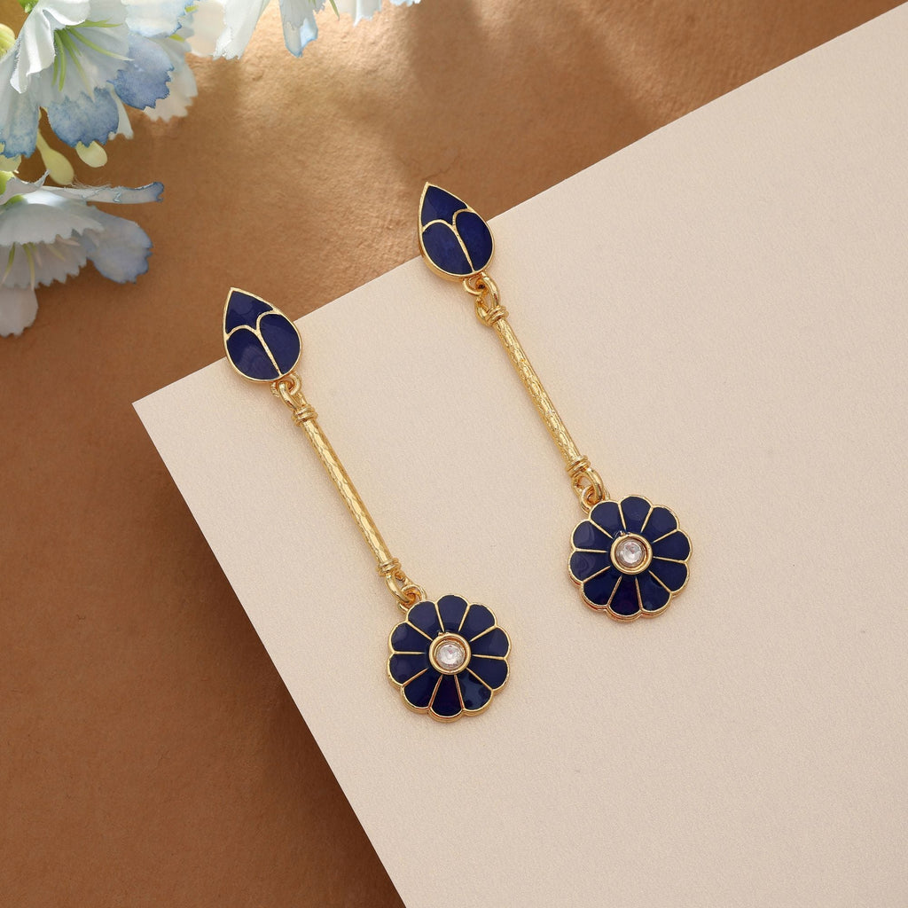 Blue Color Meenakari Earrings Elegant Traditional Ethnic Party Wear Jewelry Design