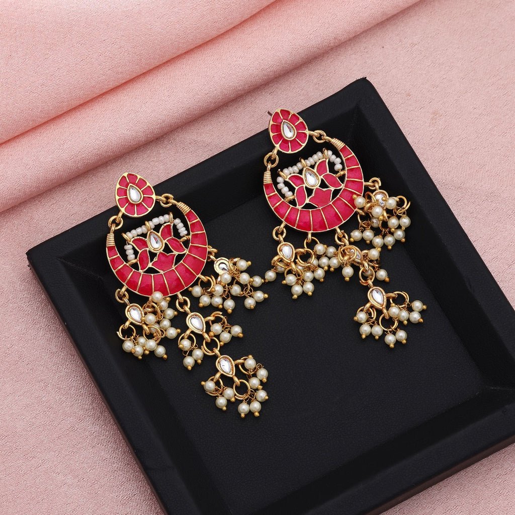 Rani Color Meenakari Earrings Elegant Traditional Party Wear Jewelry Collection Design
