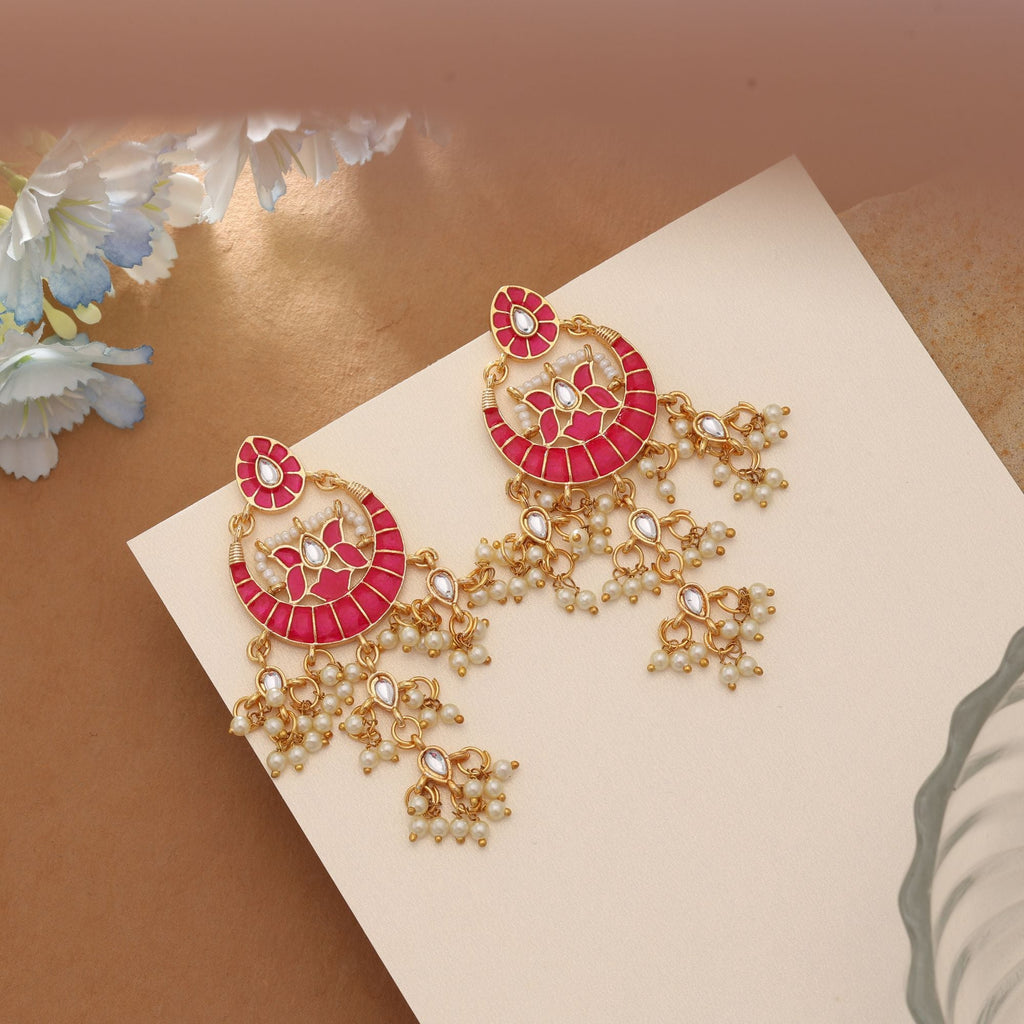 Rani Color Meenakari Earrings Elegant Traditional Party Wear Jewelry Collection Design