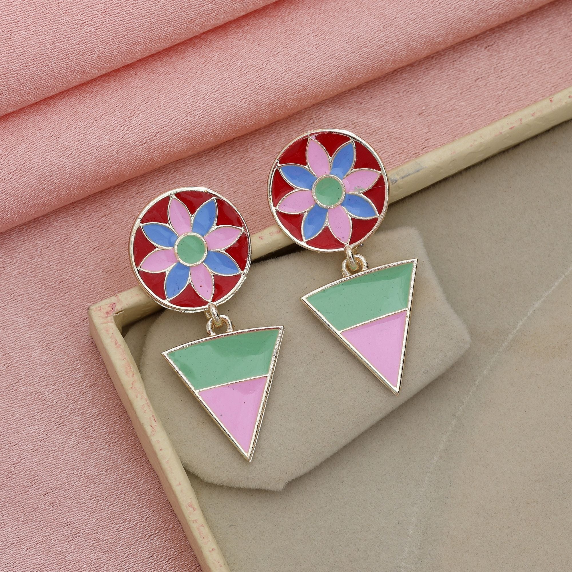 Pink Color Meenakari Earrings Elegant Feminine Traditional Jewelry Collection Design