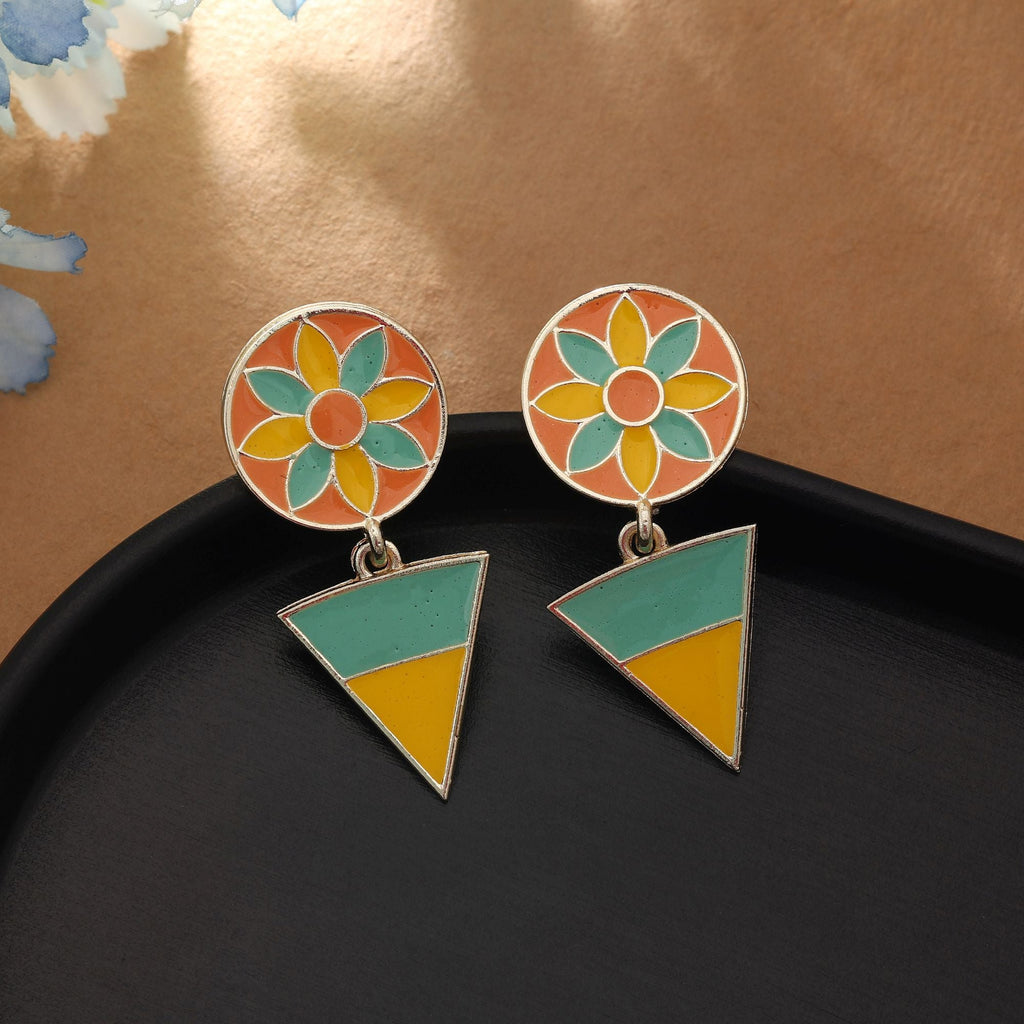 Yellow Color Meenakari Earrings Bright Festive Traditional Jewelry Collection Design