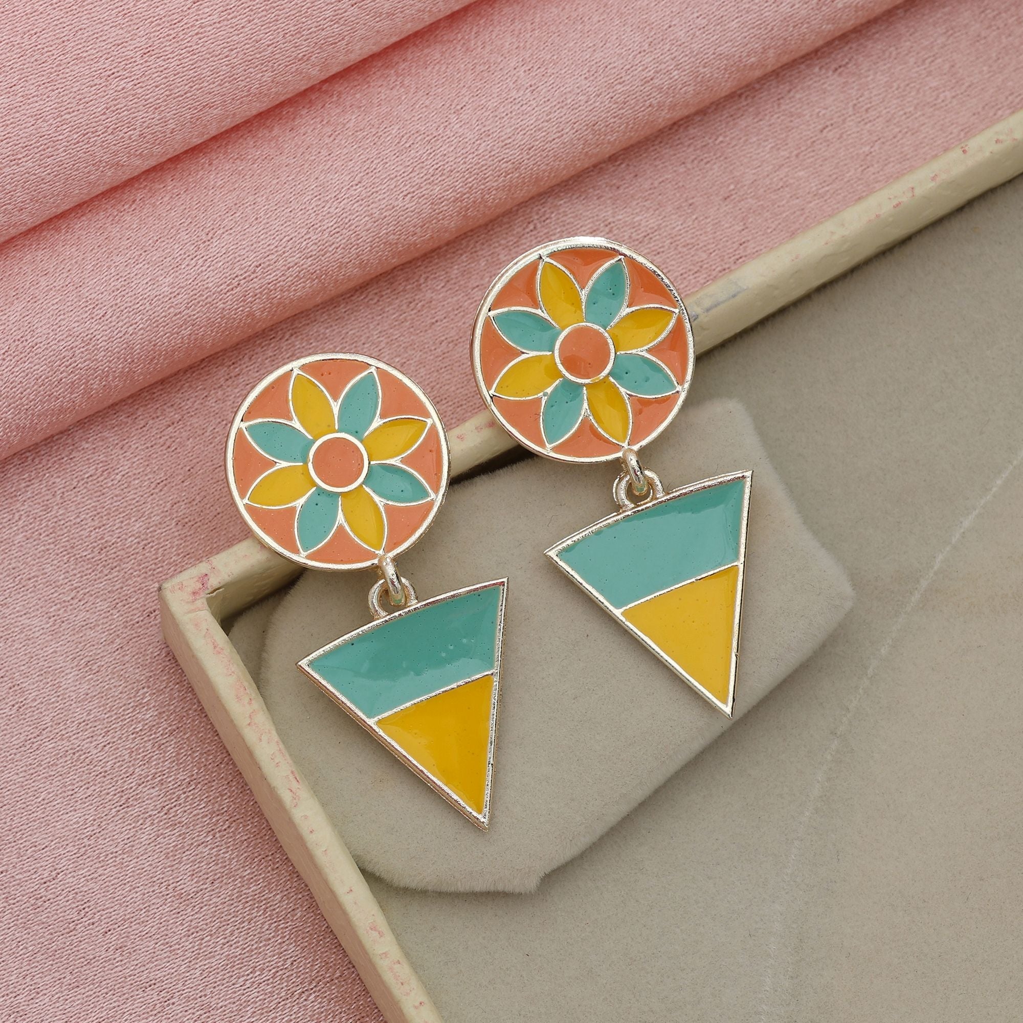 Yellow Color Meenakari Earrings Bright Festive Traditional Jewelry Collection Design