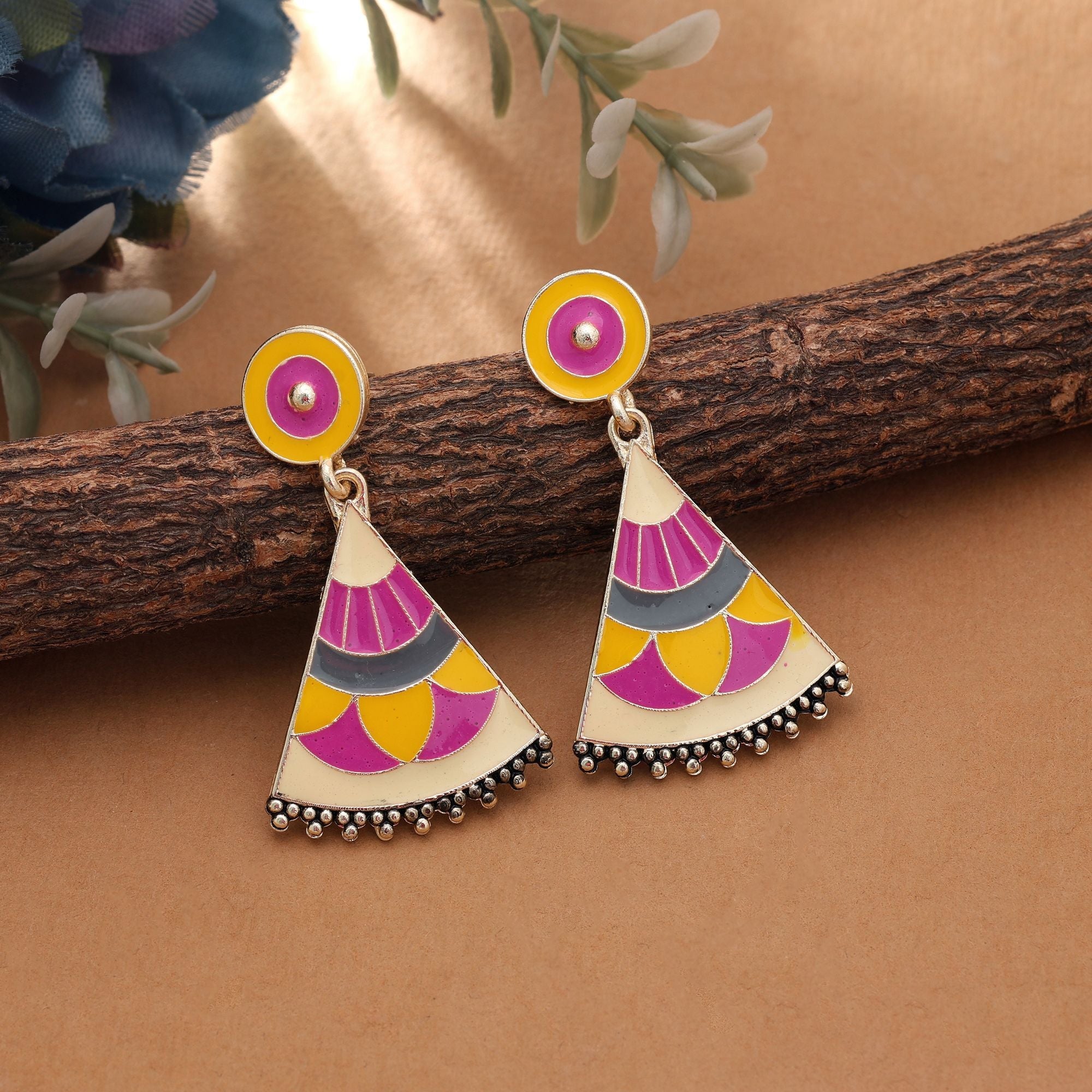 Rani Color Meenakari Earrings Classic Traditional Bridal Jewelry Collection Design