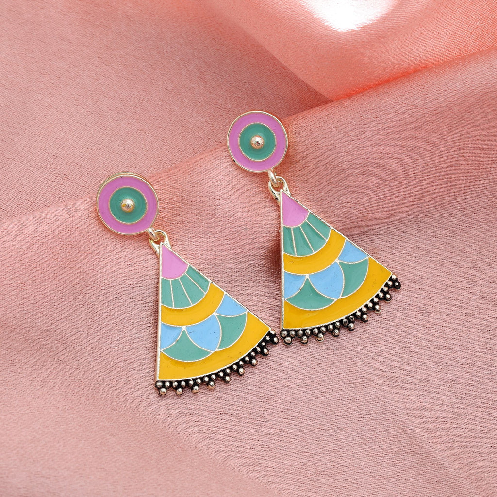 Yellow Color Meenakari Earrings Elegant Festive Ethnic Jewelry Collection Design