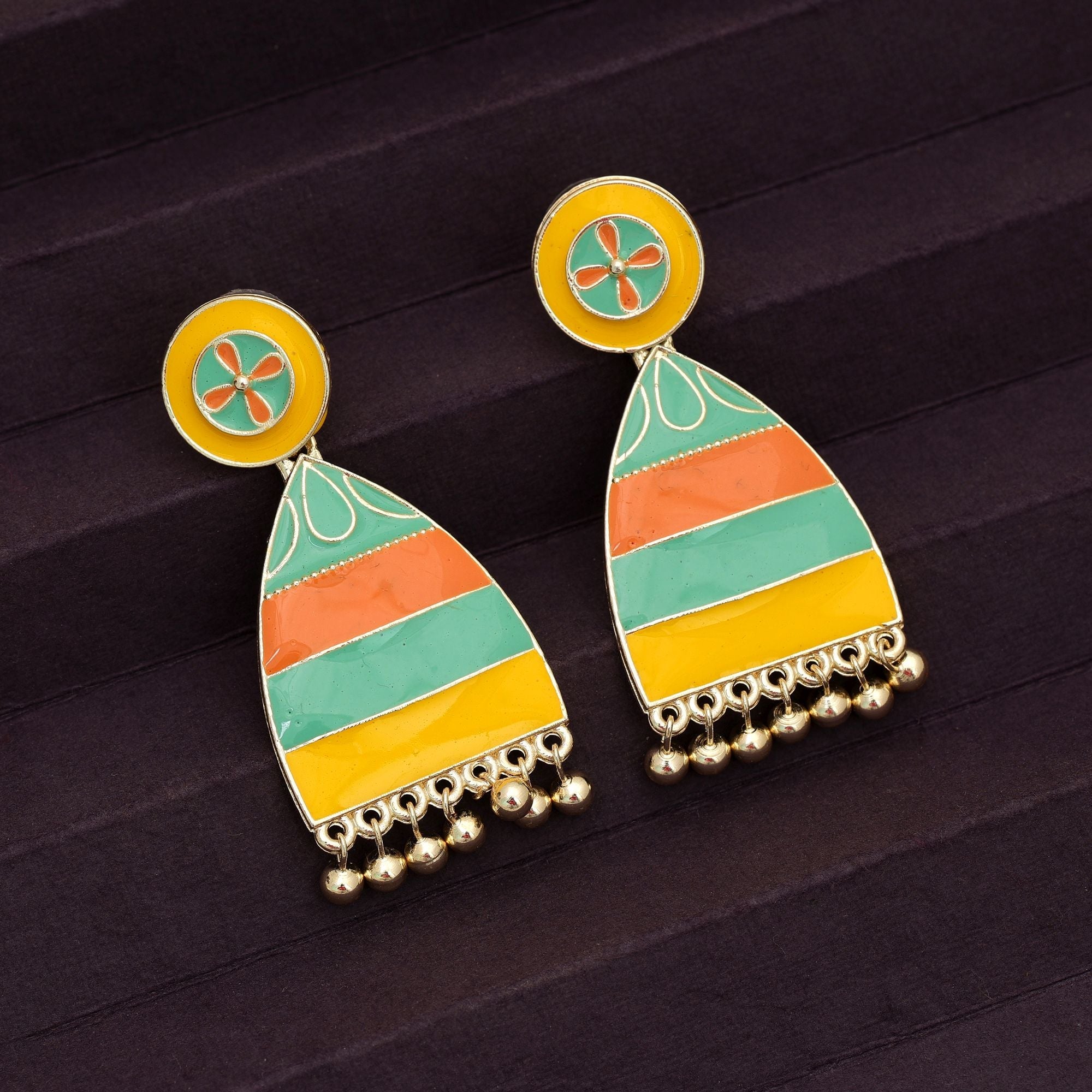 Multi Color Meenakari Earrings Festive