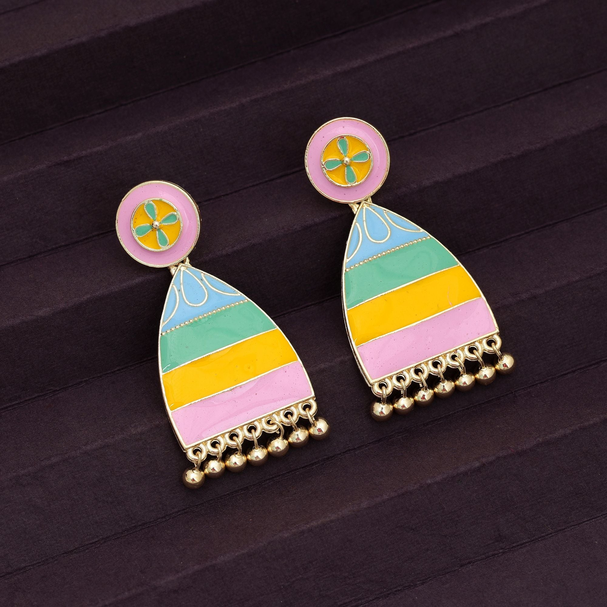 Multi Color Meenakari Earrings Festive