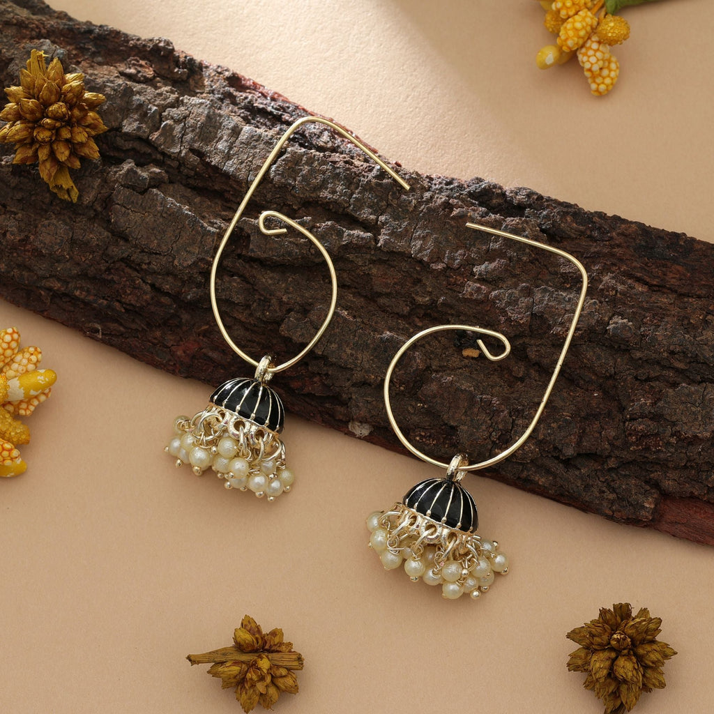 Black Color Meenakari Earrings Classic