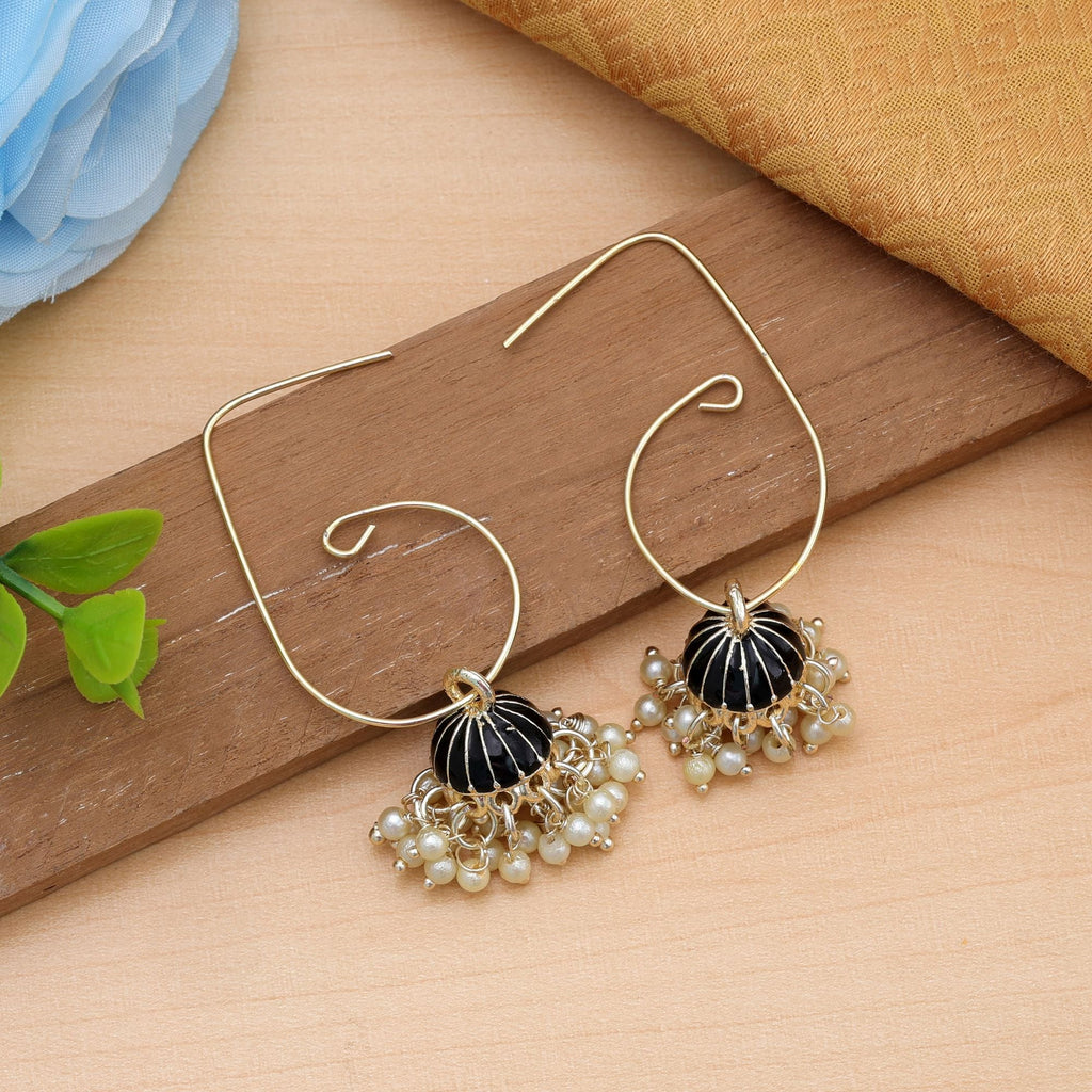 Black Color Meenakari Earrings Classic