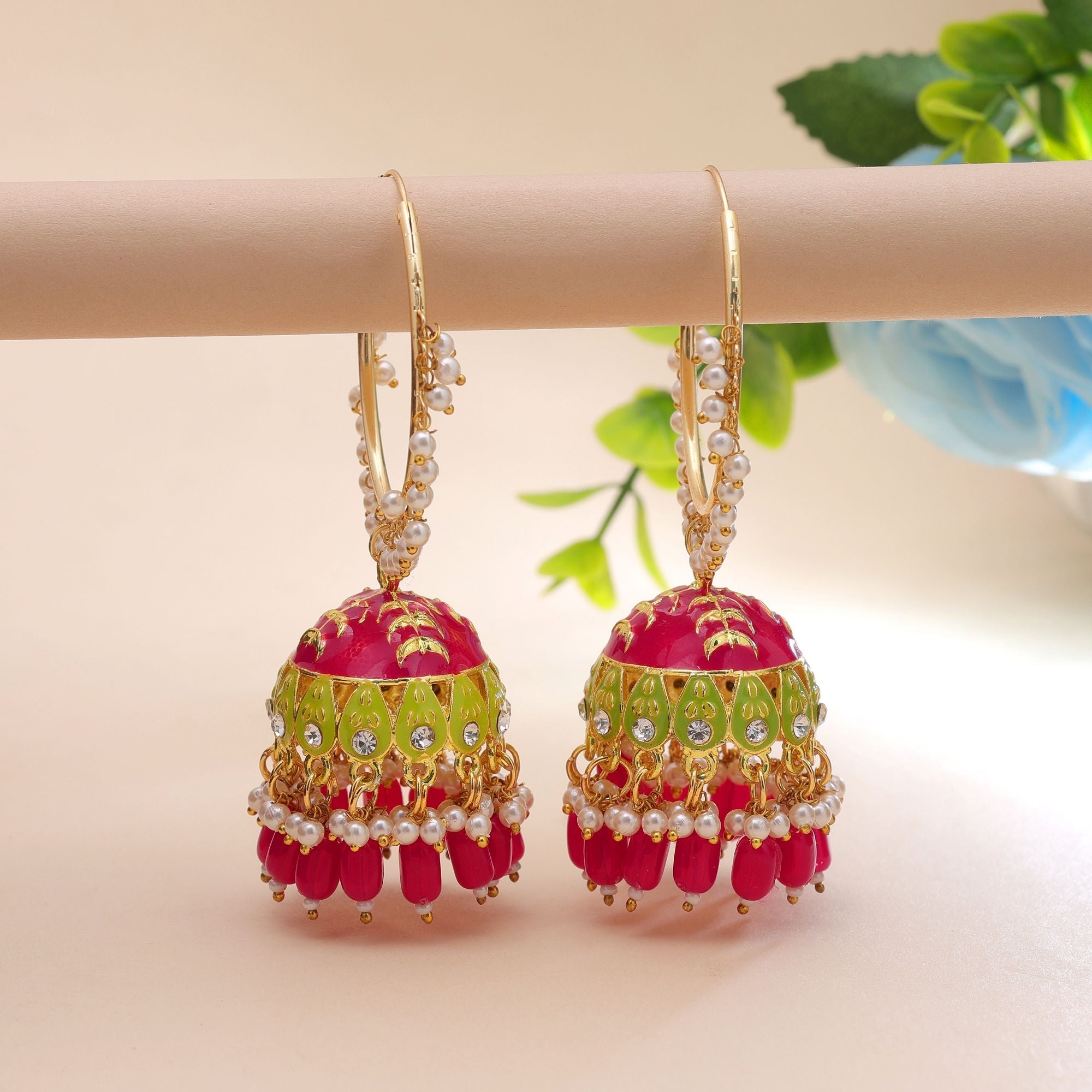 Rani Color Meenakari Earrings Royal Style