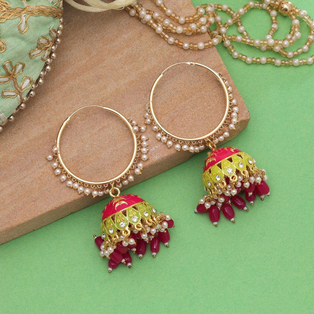 Rani Color Meenakari Earrings Royal Style