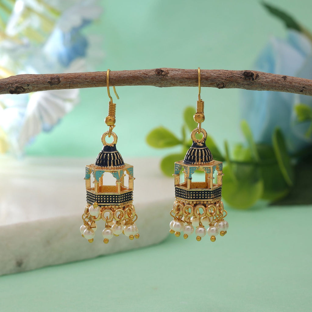 Blue Color Palki Meenakari Earrings Designer Look