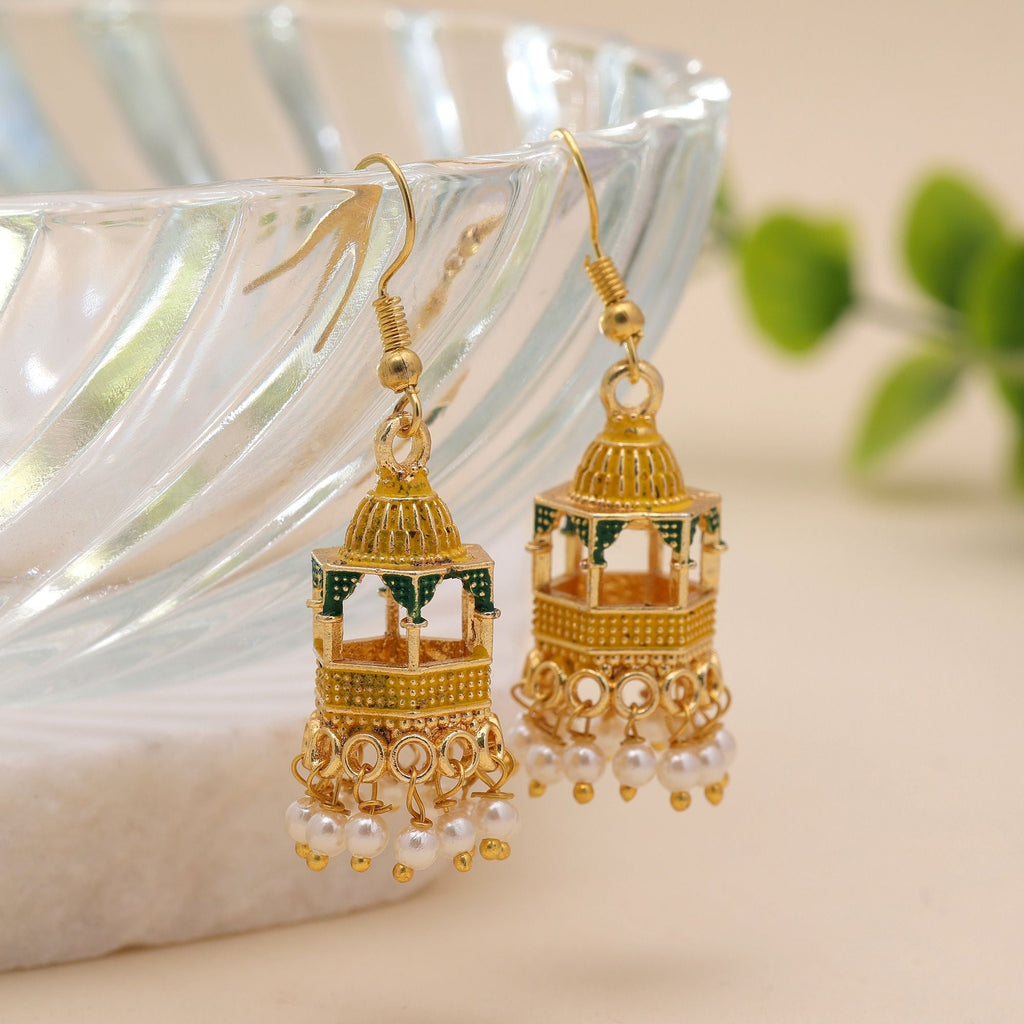 Yellow Color Palki Meenakari Earrings Ethnic Design