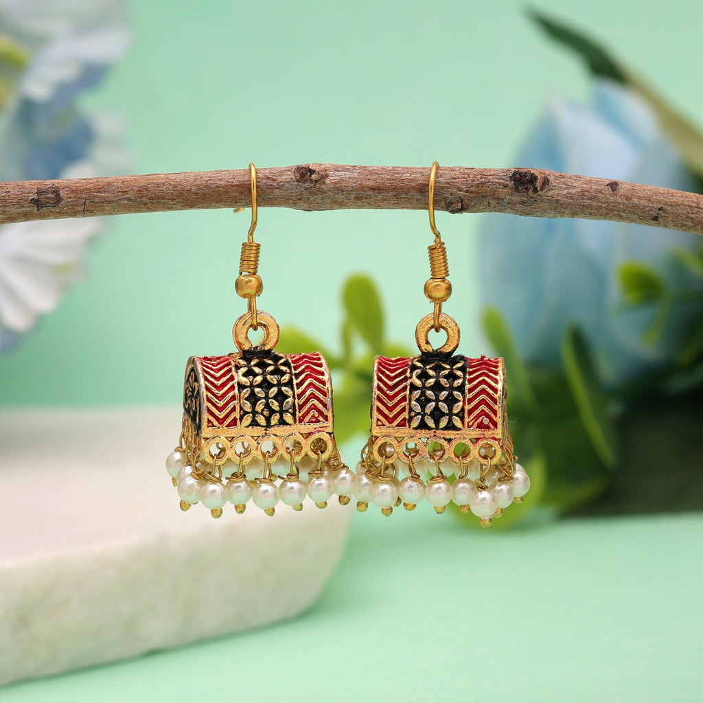 Black Color Palki Mint Meena Earrings Ethnic Style