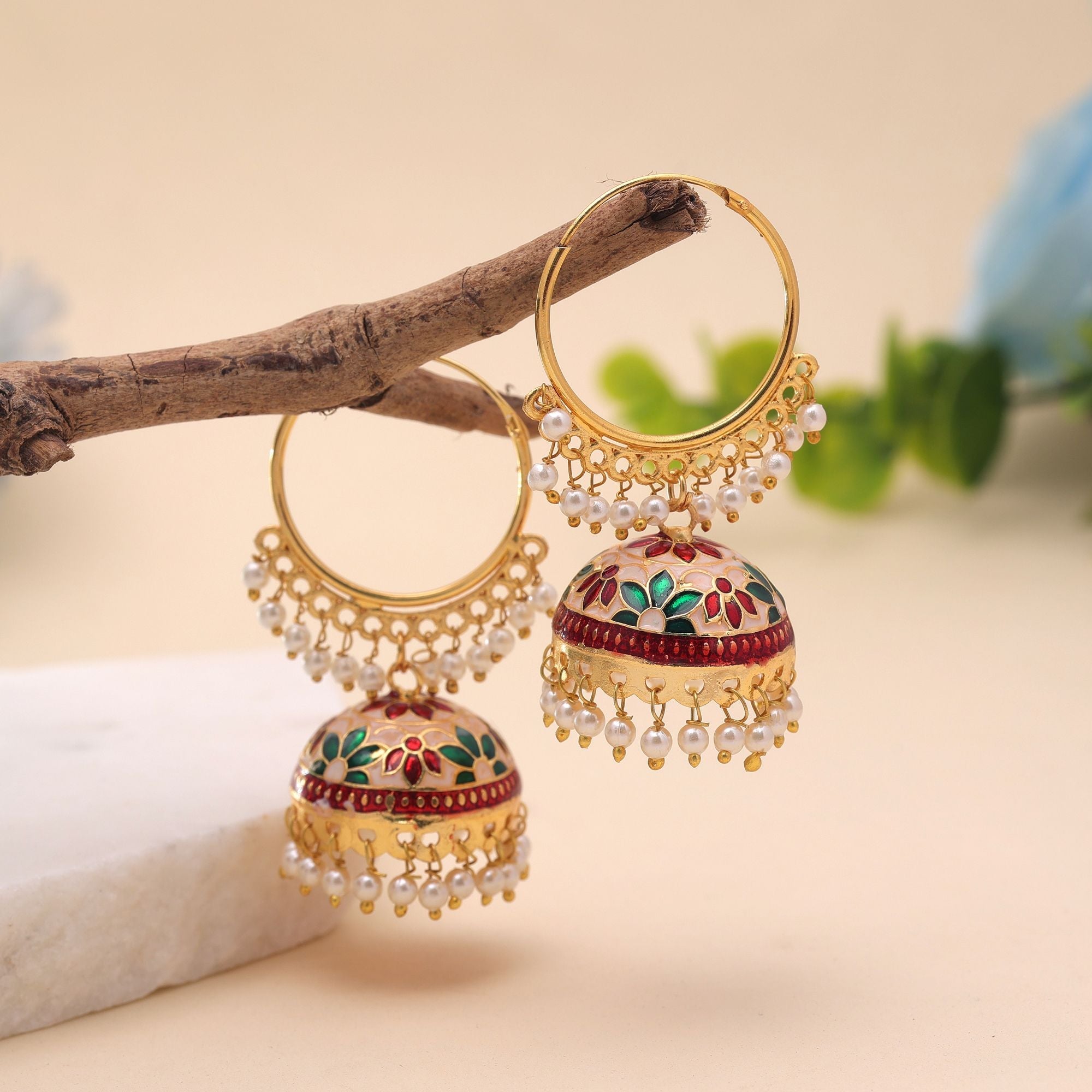 Multi Color Meenakari Earrings Ethnic Style