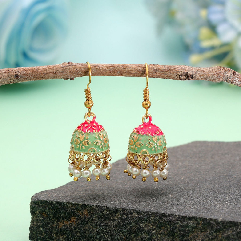Pista Green Color Mint Meena Earrings Festive Design