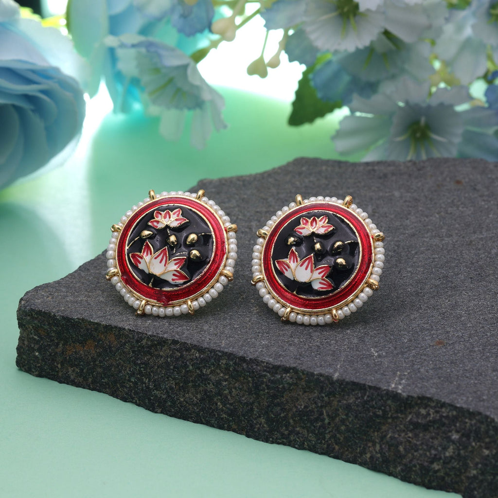 Black Color Meenakari Earrings Fashion Jewelry Design