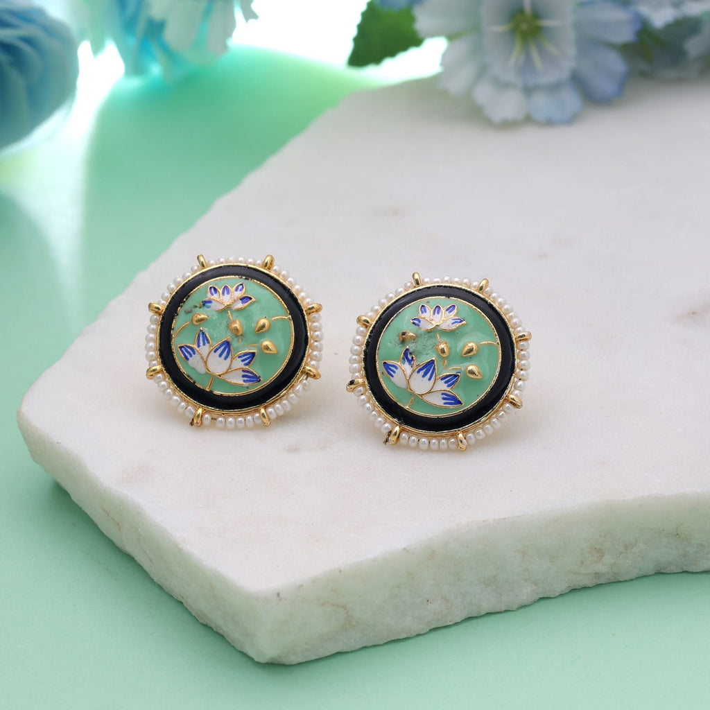 Light Green Color Meenakari Earrings Festive Appeal