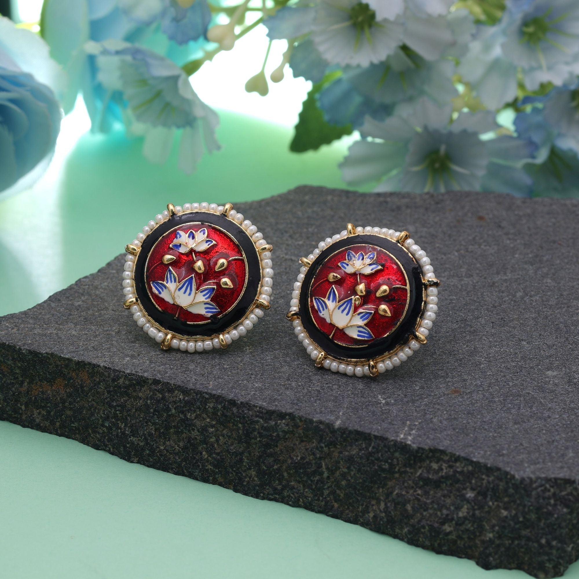 Maroon Color Meenakari Earrings Premium Finish