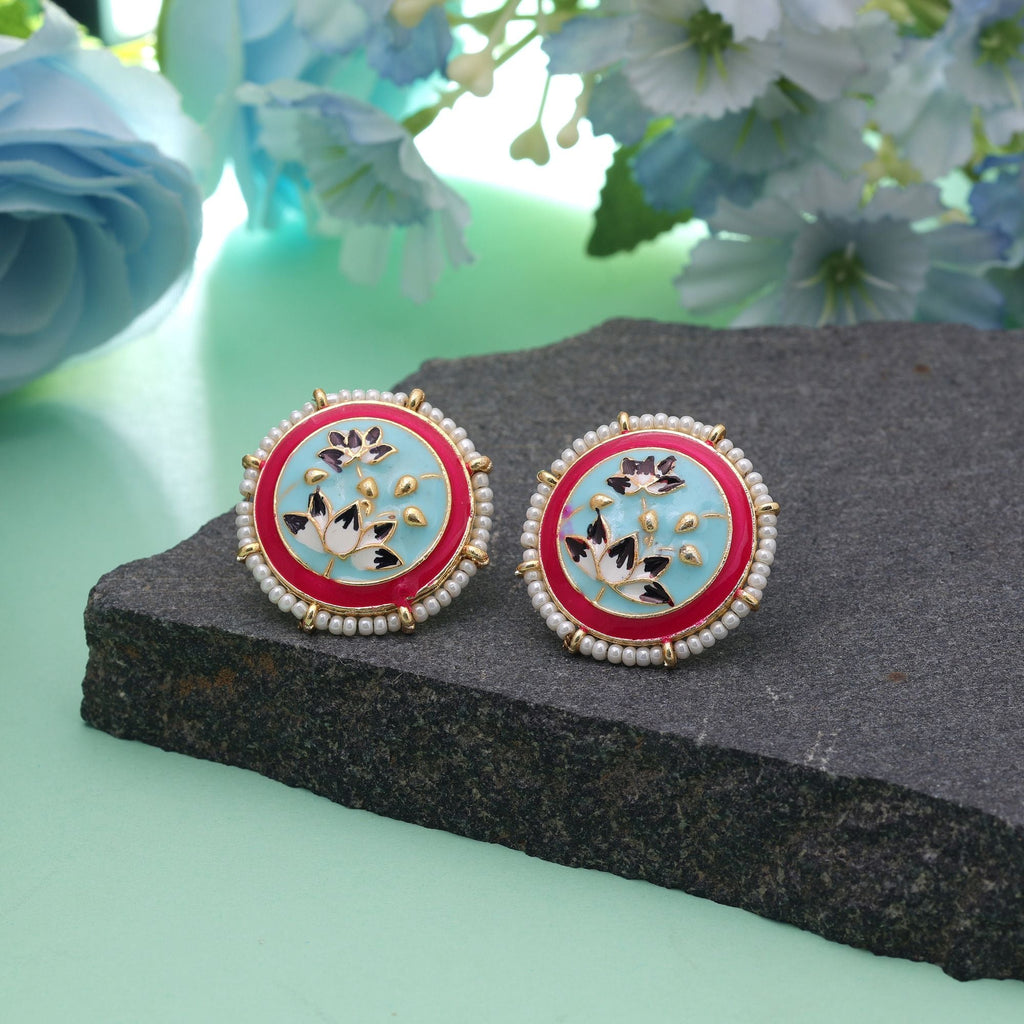 Sky Blue Color Meenakari Earrings Elegant Design