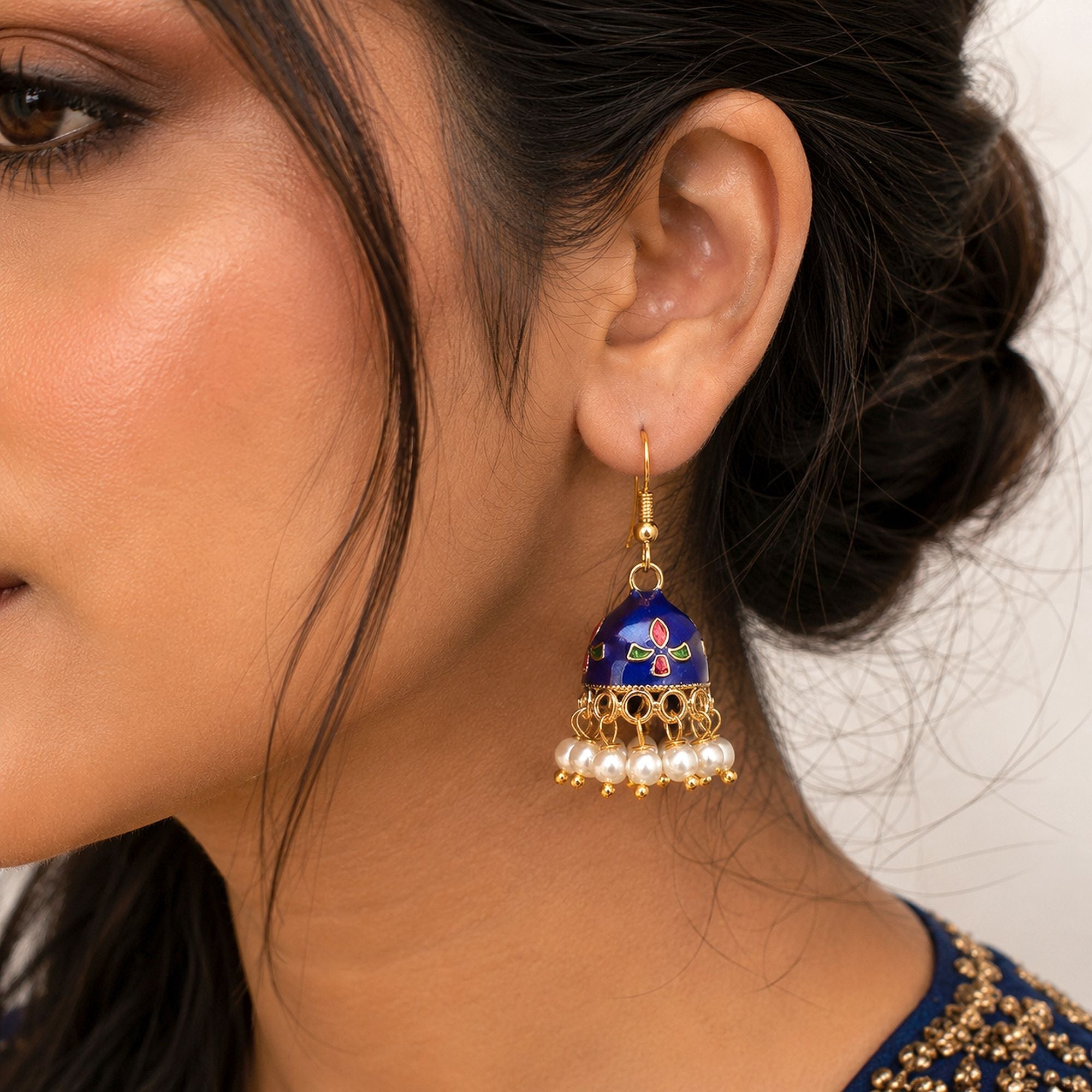 Blue Color Meenakari Earrings Festive Ethnic Appeal