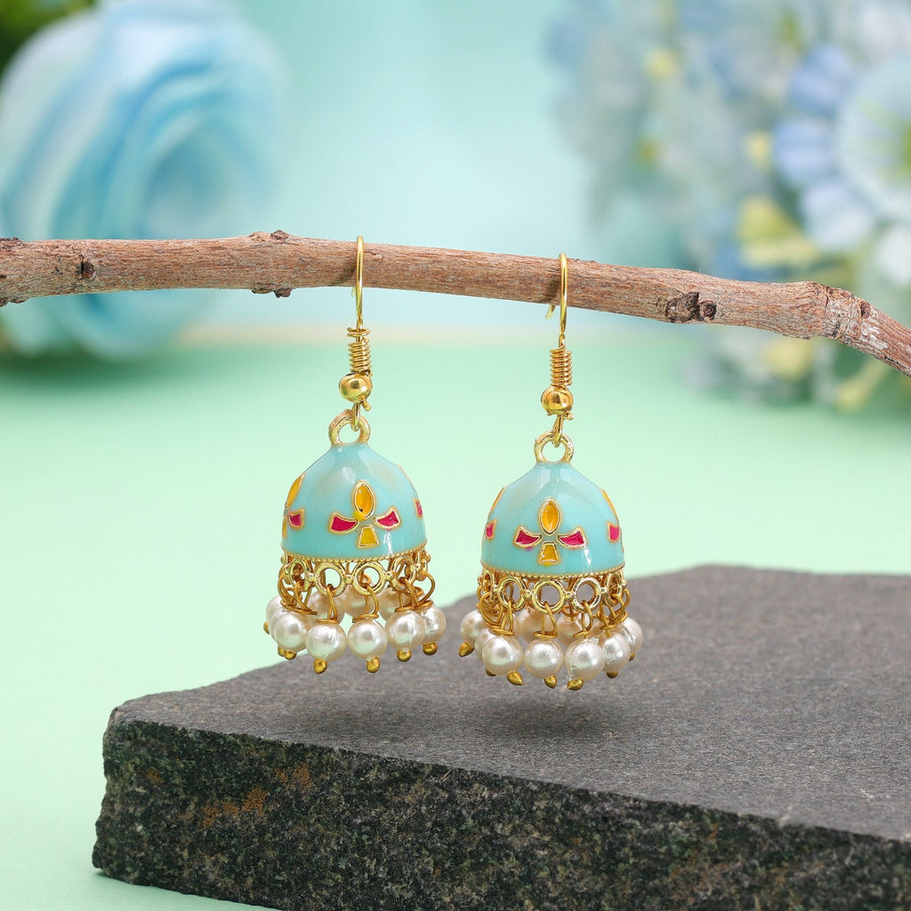 Sky Blue Color Meenakari Earrings Elegant Festive Style