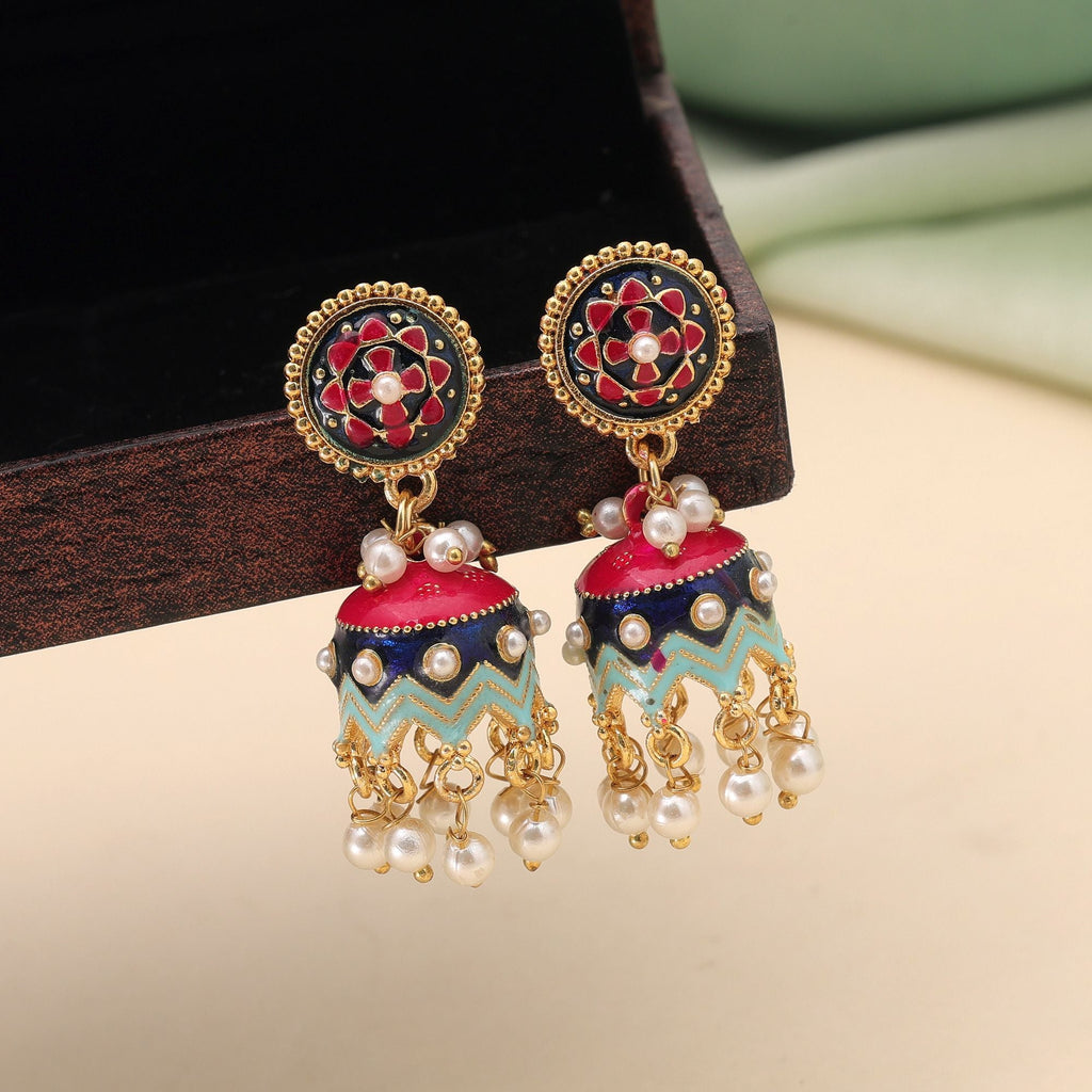 Blue Color Meenakari Earrings Trendy Designer Style