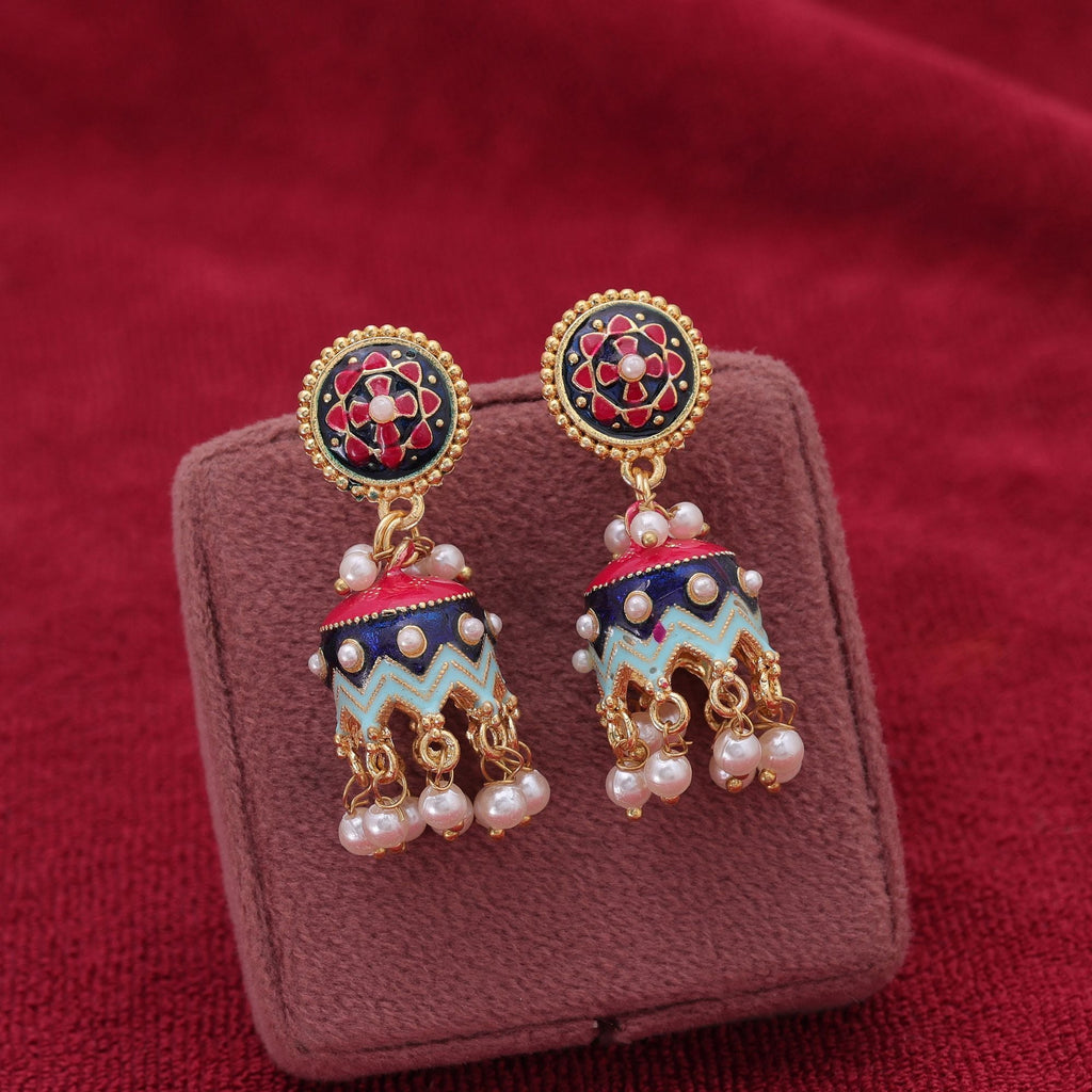 Blue Color Meenakari Earrings Trendy Designer Style