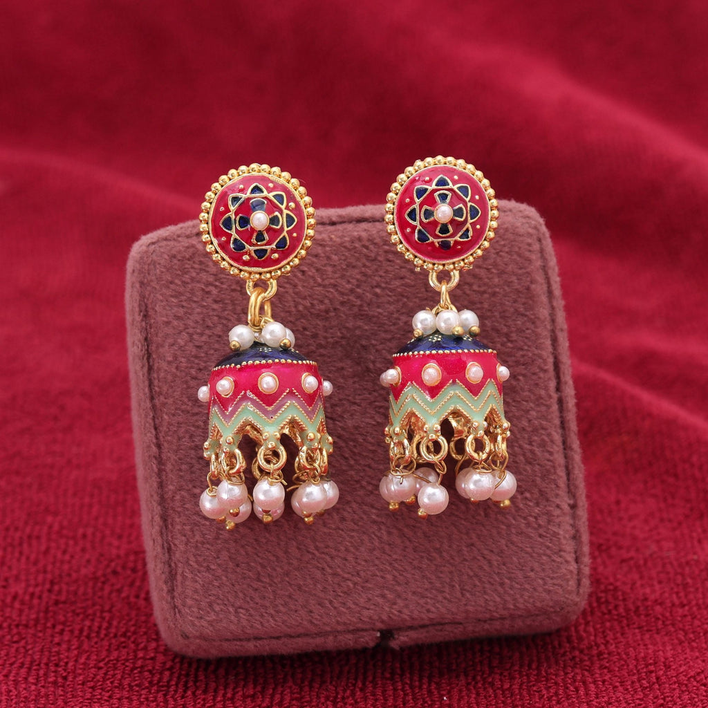Rani Color Meenakari Earrings Premium Traditional Look