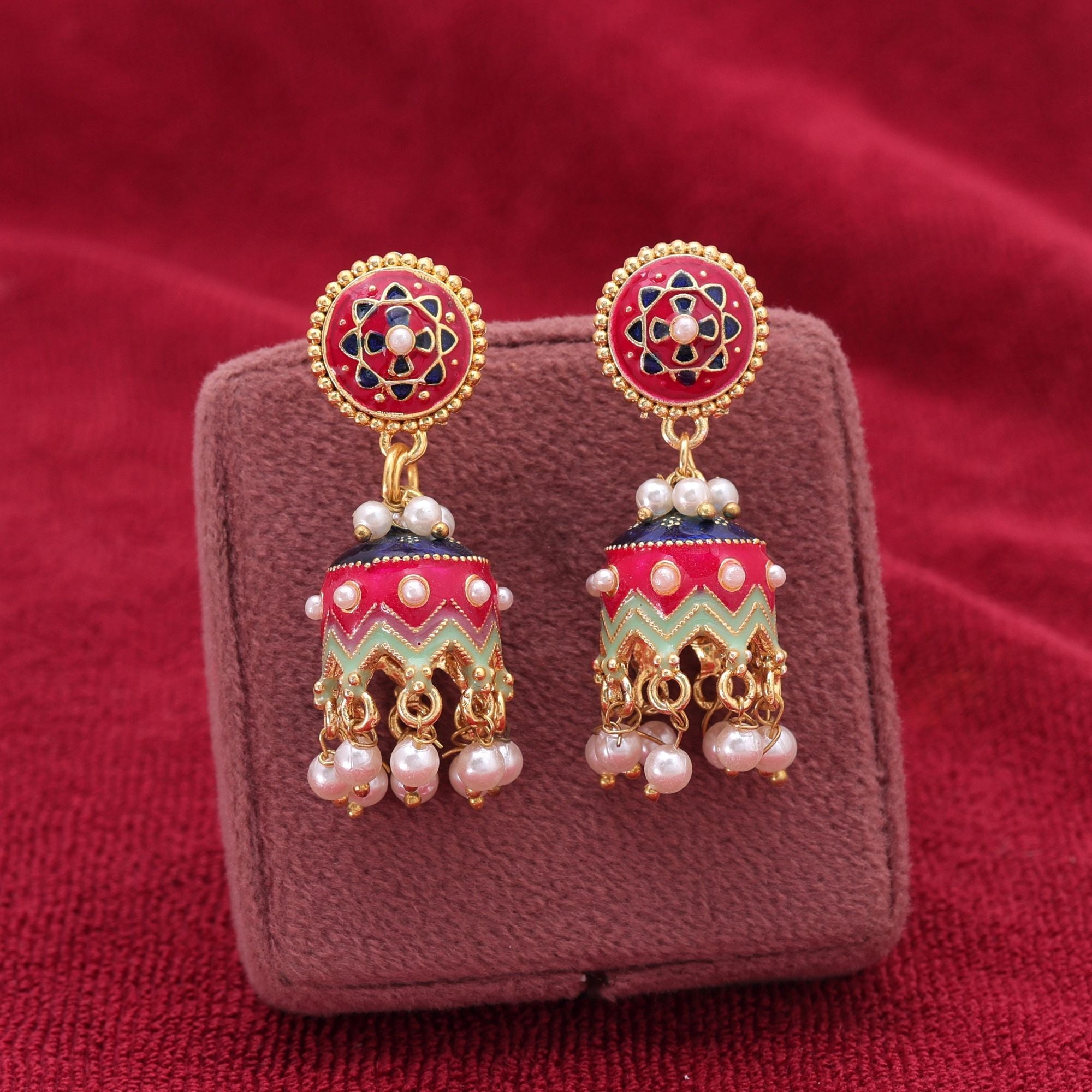 Rani Color Meenakari Earrings Premium Traditional Look