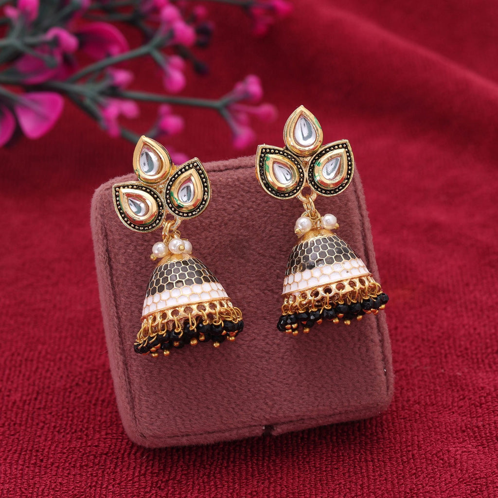 Black Color Meenakari Earrings Stylish Traditional Look