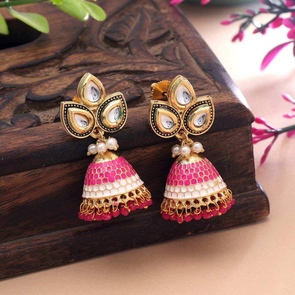 Rani Color Meenakari Earrings Elegant Festive Finish