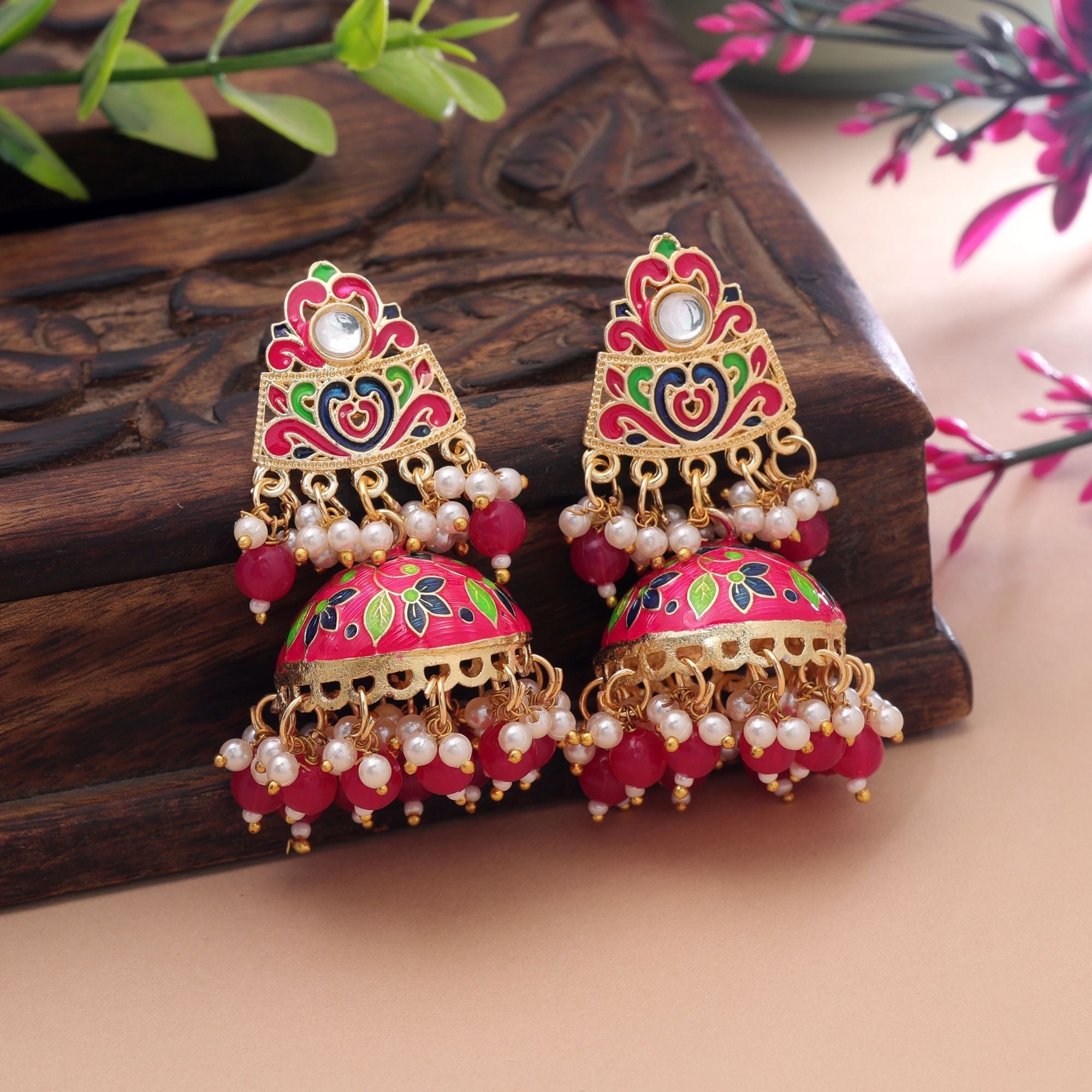 Rani Color Meenakari Earrings Royal Designer Appeal