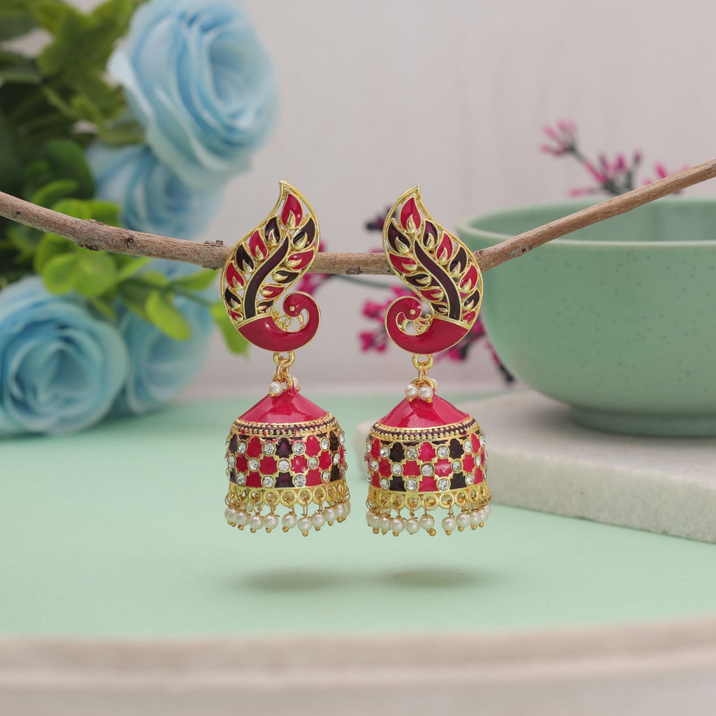 Rani Color Meenakari Earrings Premium Jewelry Design