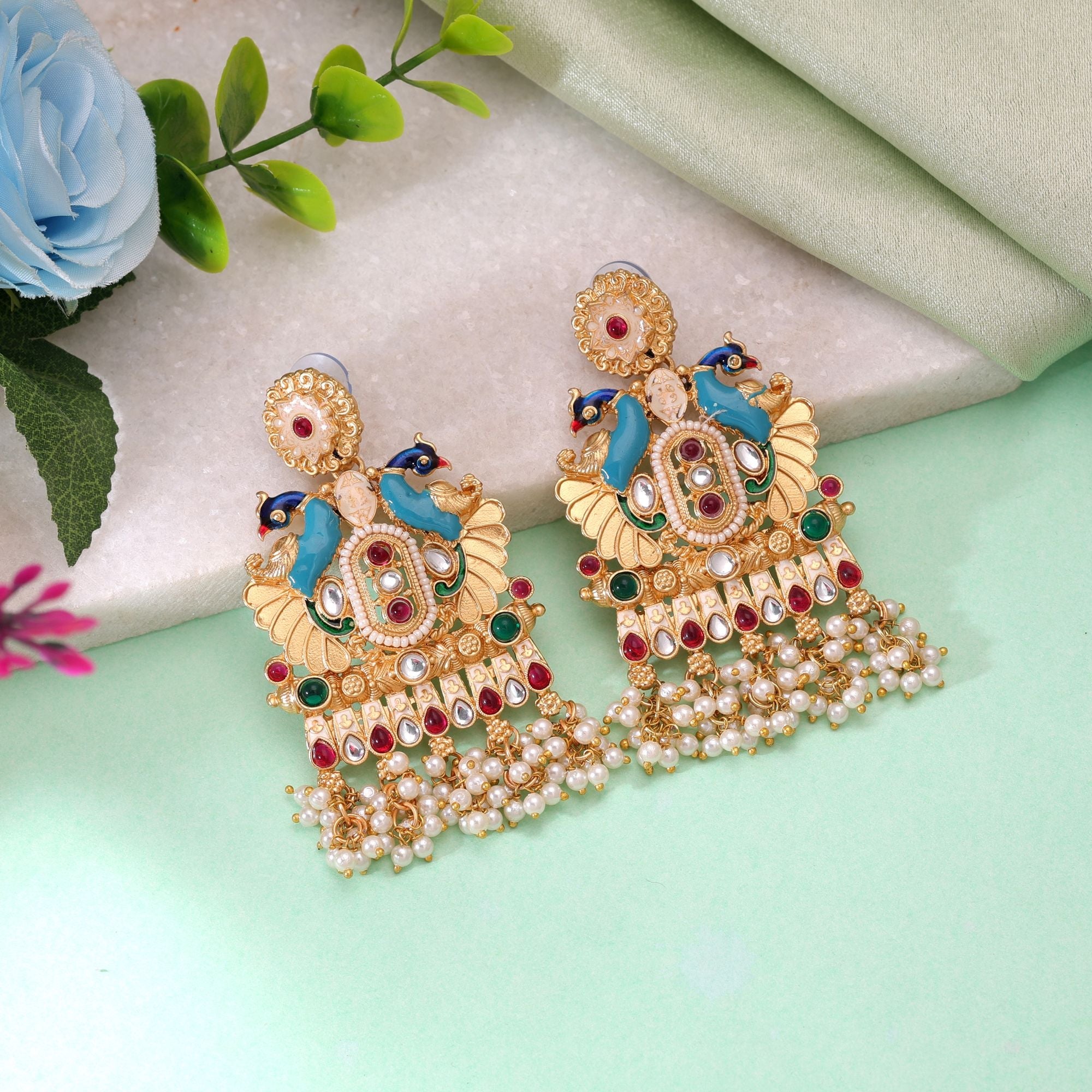 Multi Color Meenakari Earrings Handmade Traditional Design