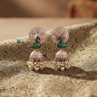 Light Purple Color Meenakari Earrings with Premium Traditional Jewelry Finish