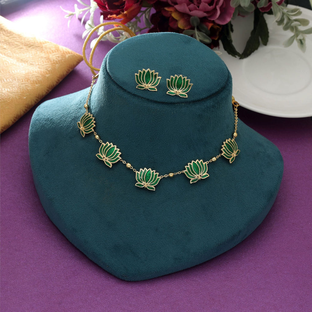 Green Meenakari Necklace Set Festive
