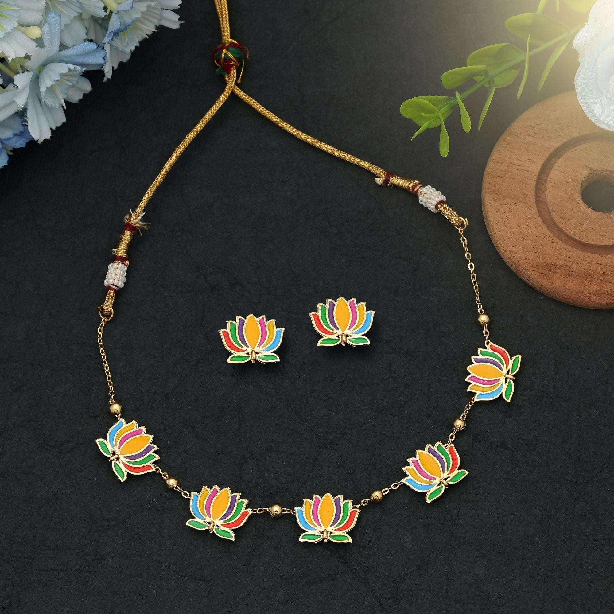 Multi Color Meenakari Necklace Set Party Wear